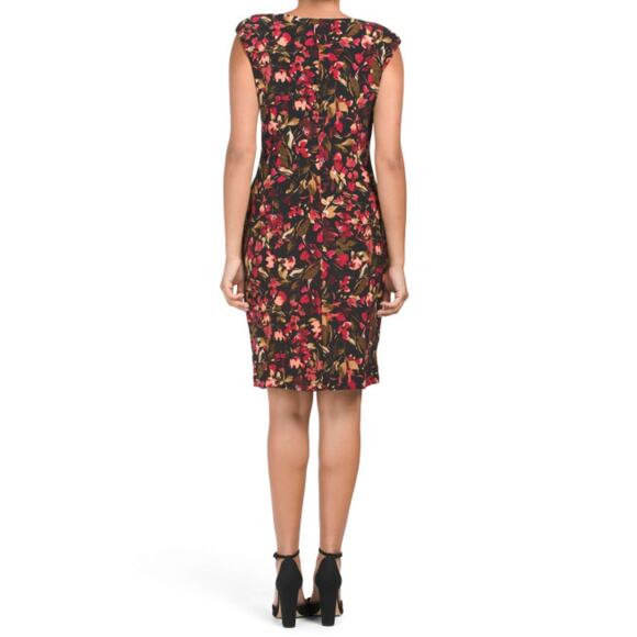 NWT Anne Klein Women's Valerie Floral Print Cowl Neck Gathered Side Mini Dress - Picture 3 of 5